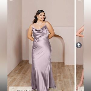Revelry Skye Satin Bridesmaid Dress Size 10 Lilac Lavender Silky Cowl Neck